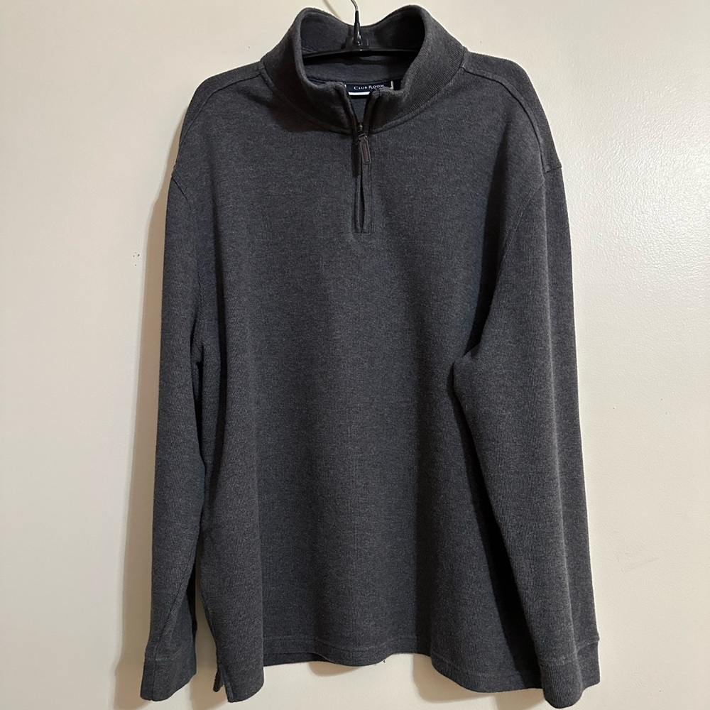 Club Room Men's Charcoal Zip-Up Sweater